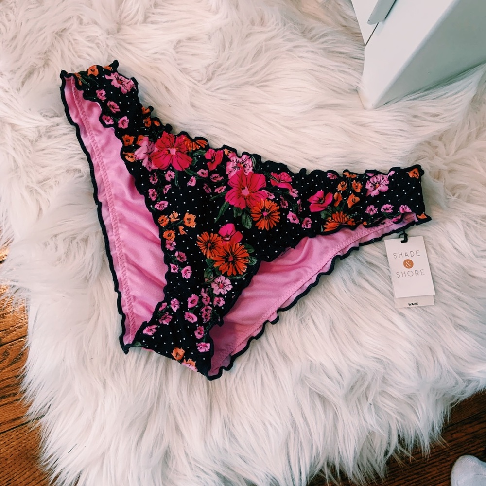 FLORAL PRINT RUFFLE BIKINI BOTTOMS